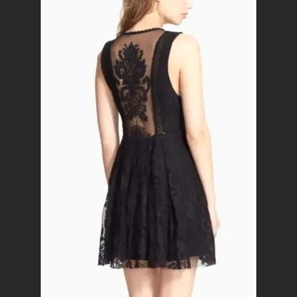Free PeopleEmbroidered Mesh Reign Over Me Dress Black